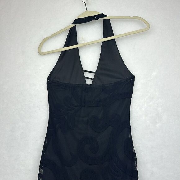 Halter V-neck backless Velvet Black Dress Sz Small - Picture 6 of 11